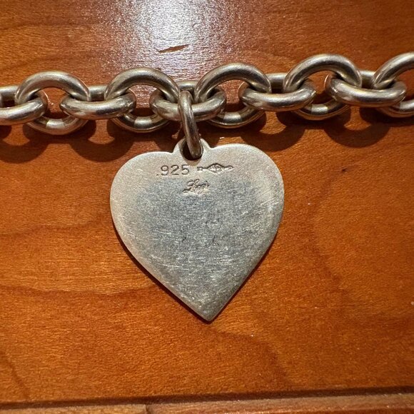 Sterling Silver 925 Link Cable Chain Heart Charm Bracelet 7.5” / 27 G - Picture 4 of 5